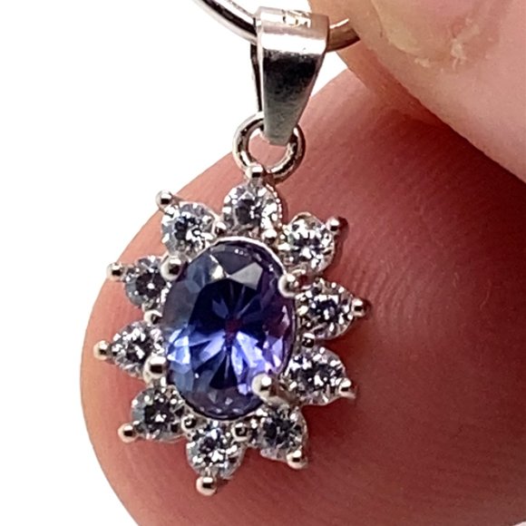 Tanzanite .50ct White Gold Finish Silver Pendant